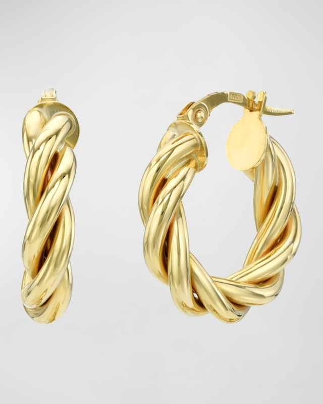 14k Yellow Gold Twisted Rope Hoop Earrings